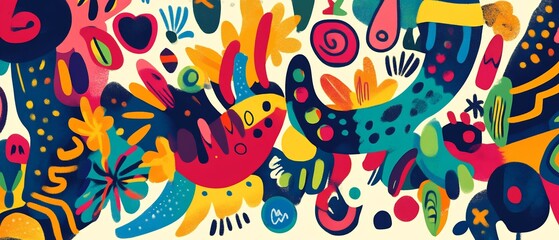 Fototapeta premium joyful festival banner doodle