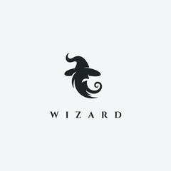 Wizard Magician logo design illustrations vector template ink drawing style