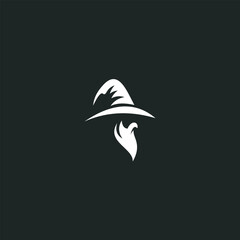 Wizard Magician logo design illustrations vector template ink drawing style