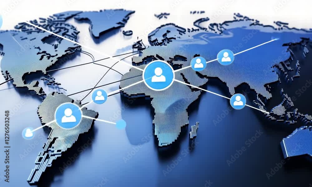 Poster global network connections: a visual representation of a global network, showcasing interconnectedne