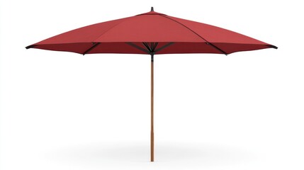 Obraz premium A vibrant red umbrella stands tall against a clear blue sky, perfect for outdoor gatherings, providing shade and comfort during sunny days