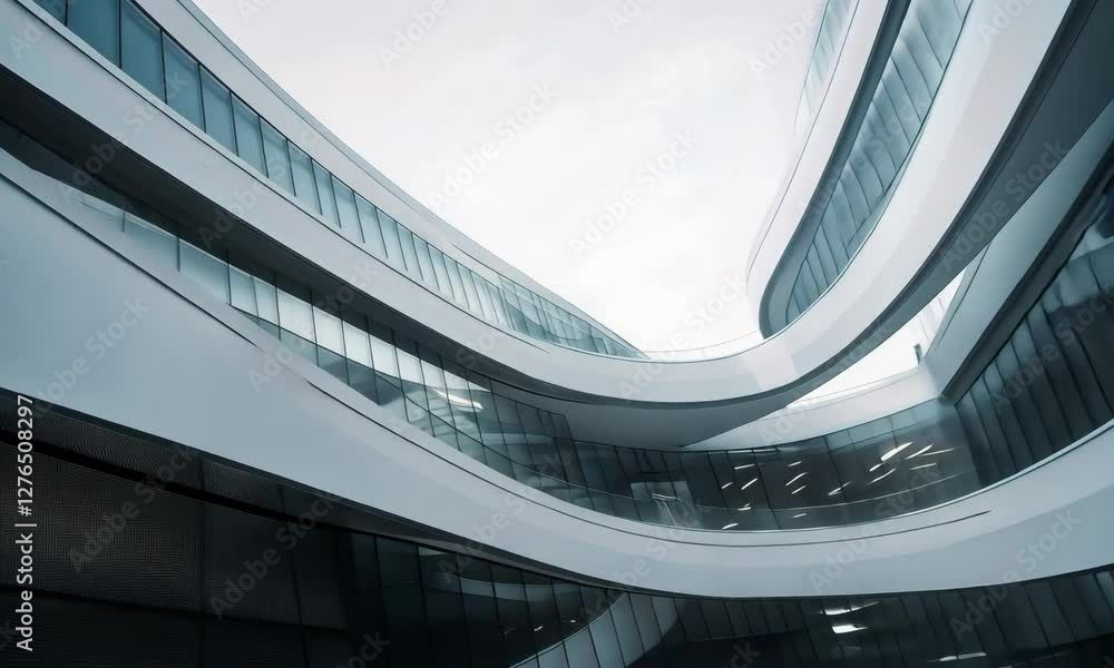 Poster modern architecture: an architectural marvel showcasing the clean lines and curves of contemporary d