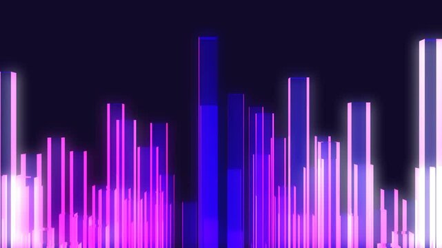 Retro futuristic infographic bars with glitch effects. Infinite loop animation