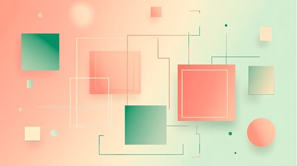 Abstract Geometric Shapes Pastel Color Gradient Design