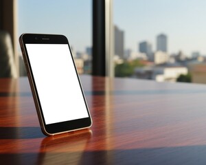 Modern Smartphone with Blank Screen Display Positioned at an Angle