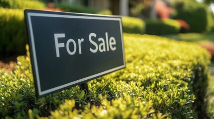 For Sale sign in front yard of home