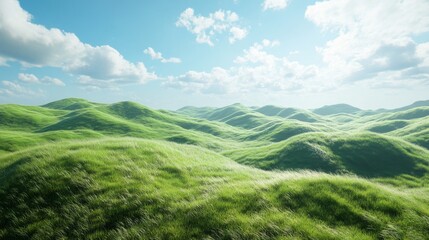 Obraz premium Rolling Green Hills Under A Sunny Sky