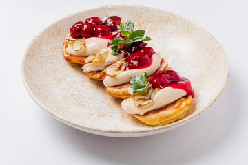 pancakes with cherries and cream