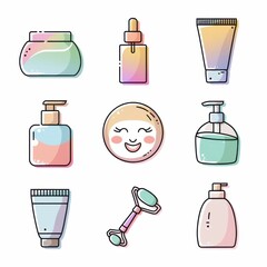 skincare routine icon set