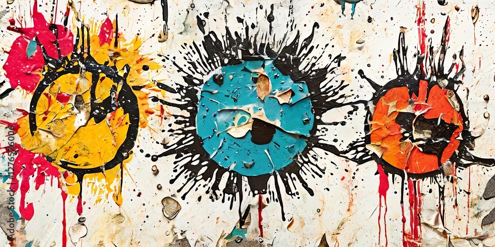 Poster Three circles with different colors and sizes
