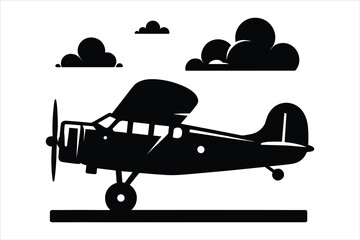 airplane icon a flat vector silhouette illustration on a white background