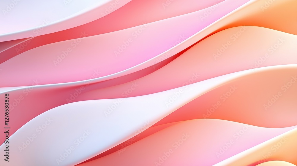 Poster a soft gradient of pink and white waves, creating a fluid, abstract design that evokes a sense of ca