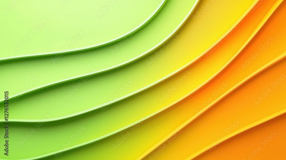 Poster a vibrant, abstract design featuring layered waves in green and yellow hues, creating a dynamic and 