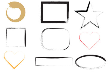 Set of Hand-Drawn Artistic Frames and Shapes  storke vector 