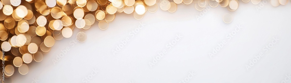 Poster a shimmering gold bokeh effect transitions to a clean white background, creating an elegant and fest