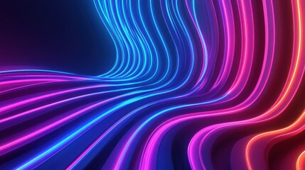 Obraz premium A vibrant, flowing design featuring dynamic blue and pink neon lights against a dark background, creating a sense of motion and depth.