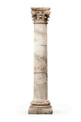 Roman pillar architecture column white background.
