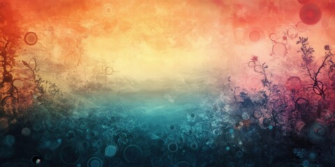 Obraz premium Serene dreamscape gradient abstract background with flora element