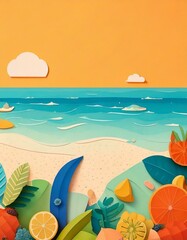 Summer's Gentle Embrace: A Minimalist Composition of Tropical Hues, Lightness, and Freshness Unveiled