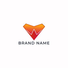 ILLUSTRATION LETTER WV GEOMETRIC LOGO ICON GRADIENT ORANGE COLOR TEMPLATE SIMPLE MINIMALIST ELEMENT DESIGN SIMPLE VECTOR GOOD FOR APPS, BRAND 