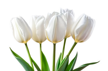 White tulips isolated on transparent background.