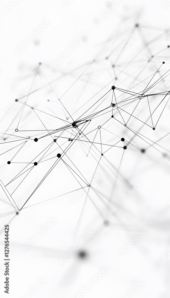 Poster abstract network of connected nodes and lines on white background