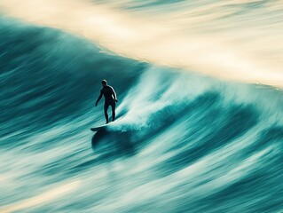 Surfing action at the ocean sport photography dynamic seascape aerial view
