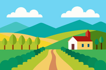 Fototapeta premium rural landscape with a house