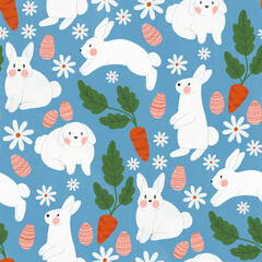 easter seamless pattern with rabbits