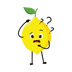 Cute Hand Drawn Lemon Face Unsure Questioning