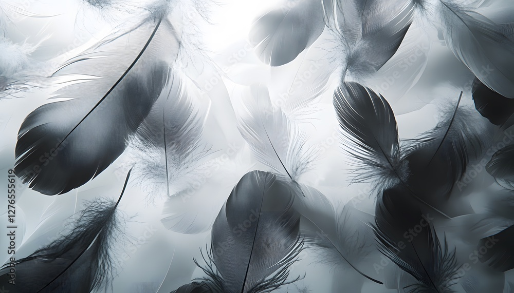 Poster light airy feathers create a beautiful soft ethereal background
