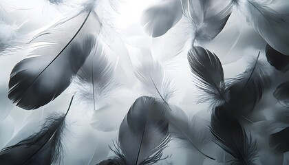 Obraz premium Light airy feathers create a beautiful soft ethereal background