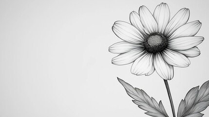 Black silhouettes doodles chamomile flower. Hand drawn sketch flower