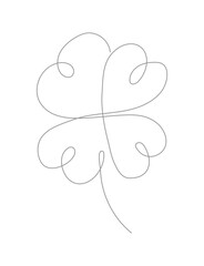 Minimalist continuous line drawing of a Saint Patrick s Day clover leaf. Simple and elegant shamrock outline, s
