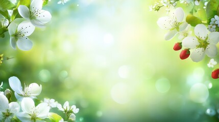 Fototapeta premium Beautiful background template made of Spring flowers.