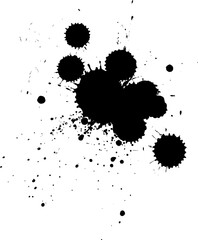 black ink brush painting splatter splash grunge graphic element