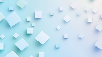 Abstract pastel blue cubes floating gently