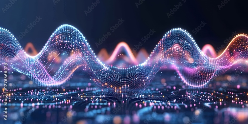 Poster abstract digital waveforms data flow network technology background