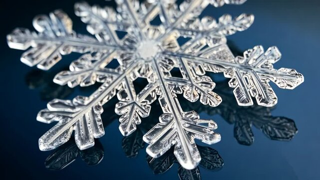 Delicate snowflake glistens against a dark background, showcasing the unique patterns and natural artistry of winter