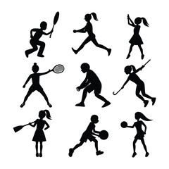 basketball players silhouettes bundle set