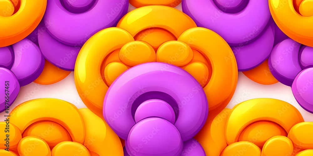 Poster abstract orange and purple 3d circles design seamless pattern background texture