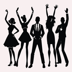 silhouettes of people dancing bundle set on a white background