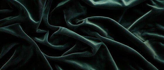 Fototapeta premium Dark hunter green velvet fabric folds, rich texture, minimal and sophisticated