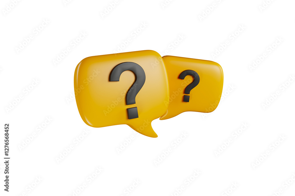 Poster 3d rendering a question mark floated in the air. question ideas that arise in various places.