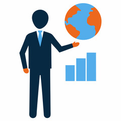 Executive presents global analysis with clear data for growth now