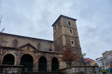 Romanesque church of San Nicolas de Bari standing in the heart of Aviles, Spain