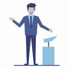 Leader presents investor pitch with clear brief startup message today