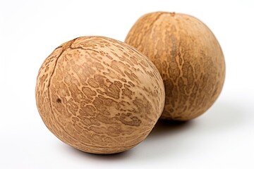 Nutmeg plant food white background.
