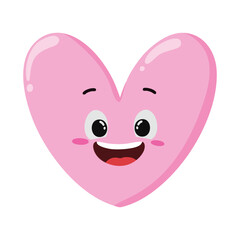 Cute Hand Drawn Pink Heart Smile Happy