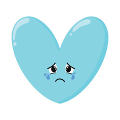 Cute Hand Drawn Blue Heart Sad